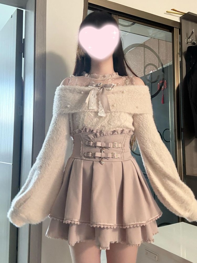 Clothing Style Winter - Pull à épaules dénudées style japonais