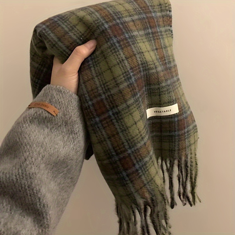 Vintage vert Plaid gland échar - Cashmere Scarf Wrap avis et prix