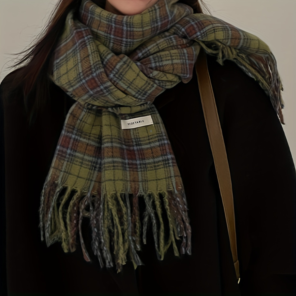 Vintage vert Plaid gland échar - Cashmere Scarf Wrap avis et prix